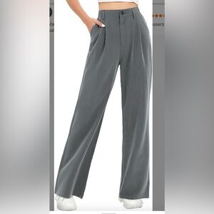 Elegant Gray Women's Wide-Leg Pants